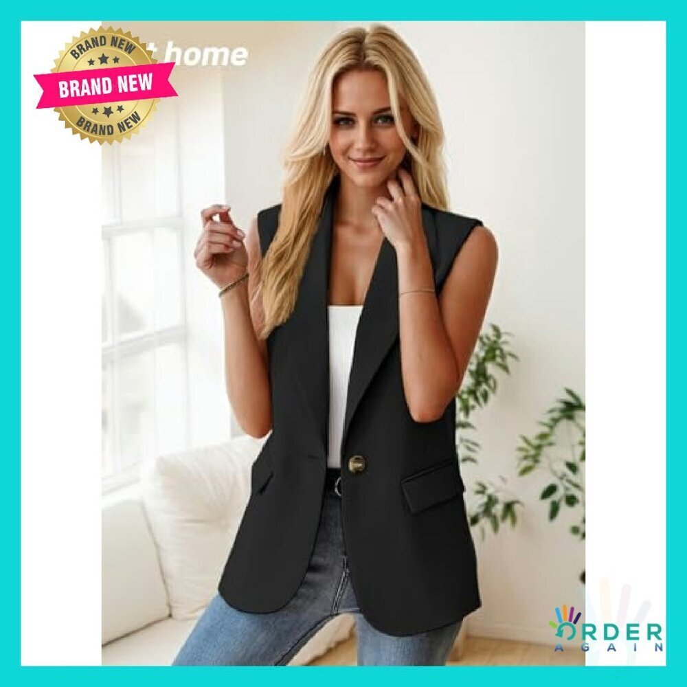 Sleeveless Blazer Vest Fully Lined Tailored Fit Professional Office Wear - Picture 3 of 6